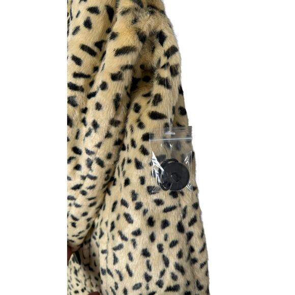 Free People Women's Double Breasted Leopard Print Faux Fur Swing Coat VGUC 8 - Picture 7 of 12